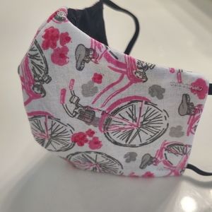 Girl Child's Reversible Pink Bicycle Face Mask